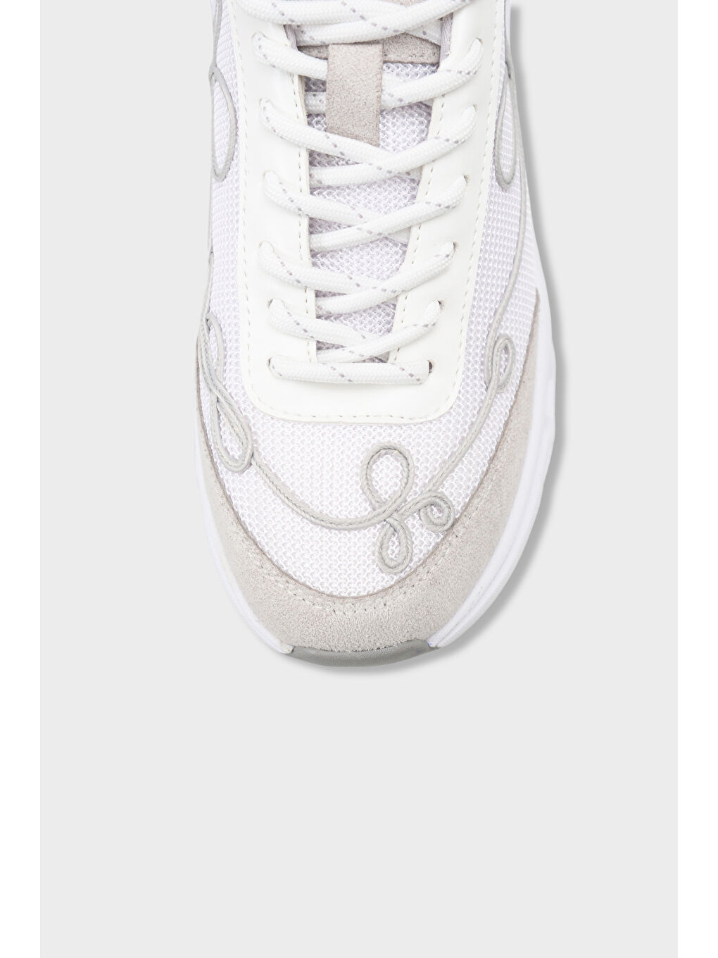 Beyaz Ruth Fileli Havalı Tabanlı Konfor Kadın Spor Ayakkabı Sneaker-3