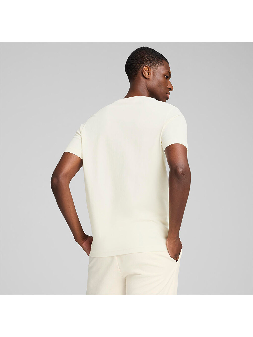 Bej Essentials Elevated Erkek Ekru Yuvarlak Yaka Spor Tişört-2