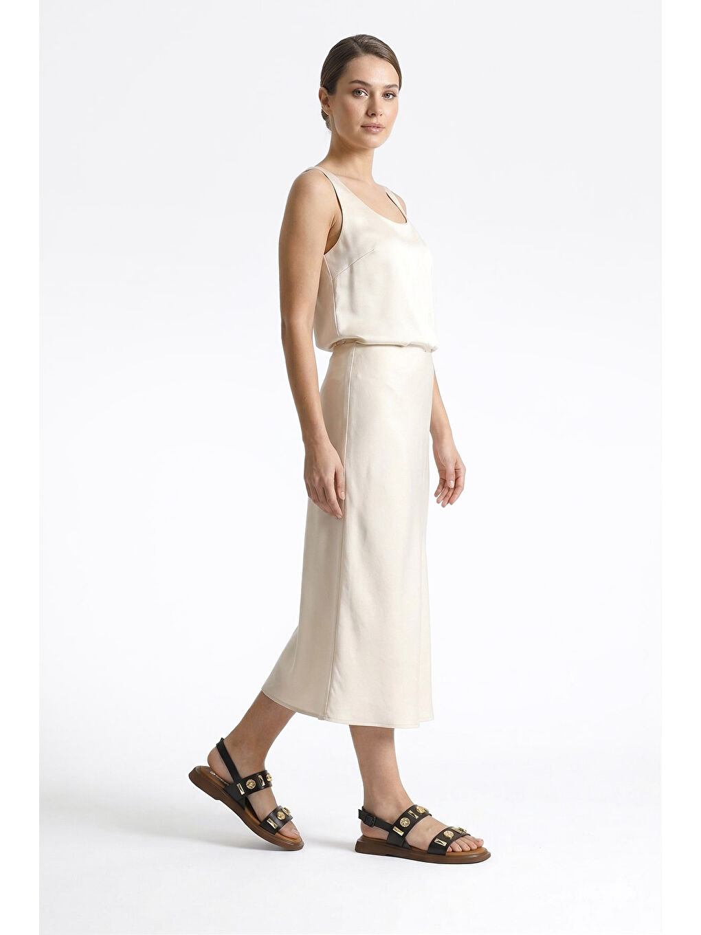 Siyah Kadın SİYAH Aksesuarlı Hakiki Deri Sandalet-2