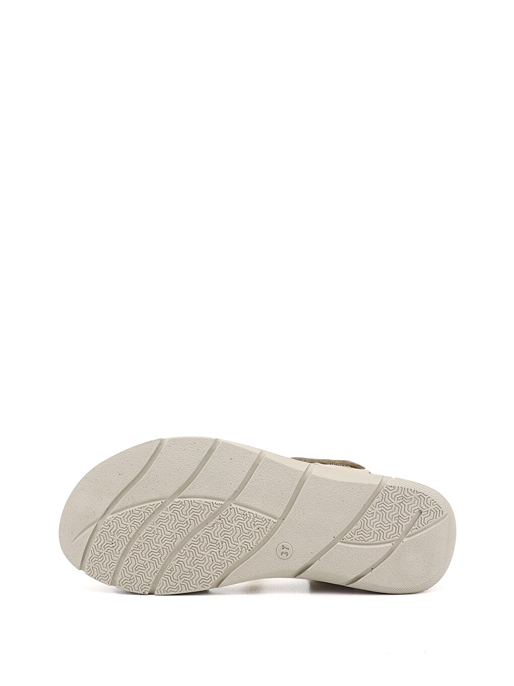 Bej Kadın YENİ BEJ Cırt Bantlı Dolgu Topuk Hakiki Deri Sandalet-5