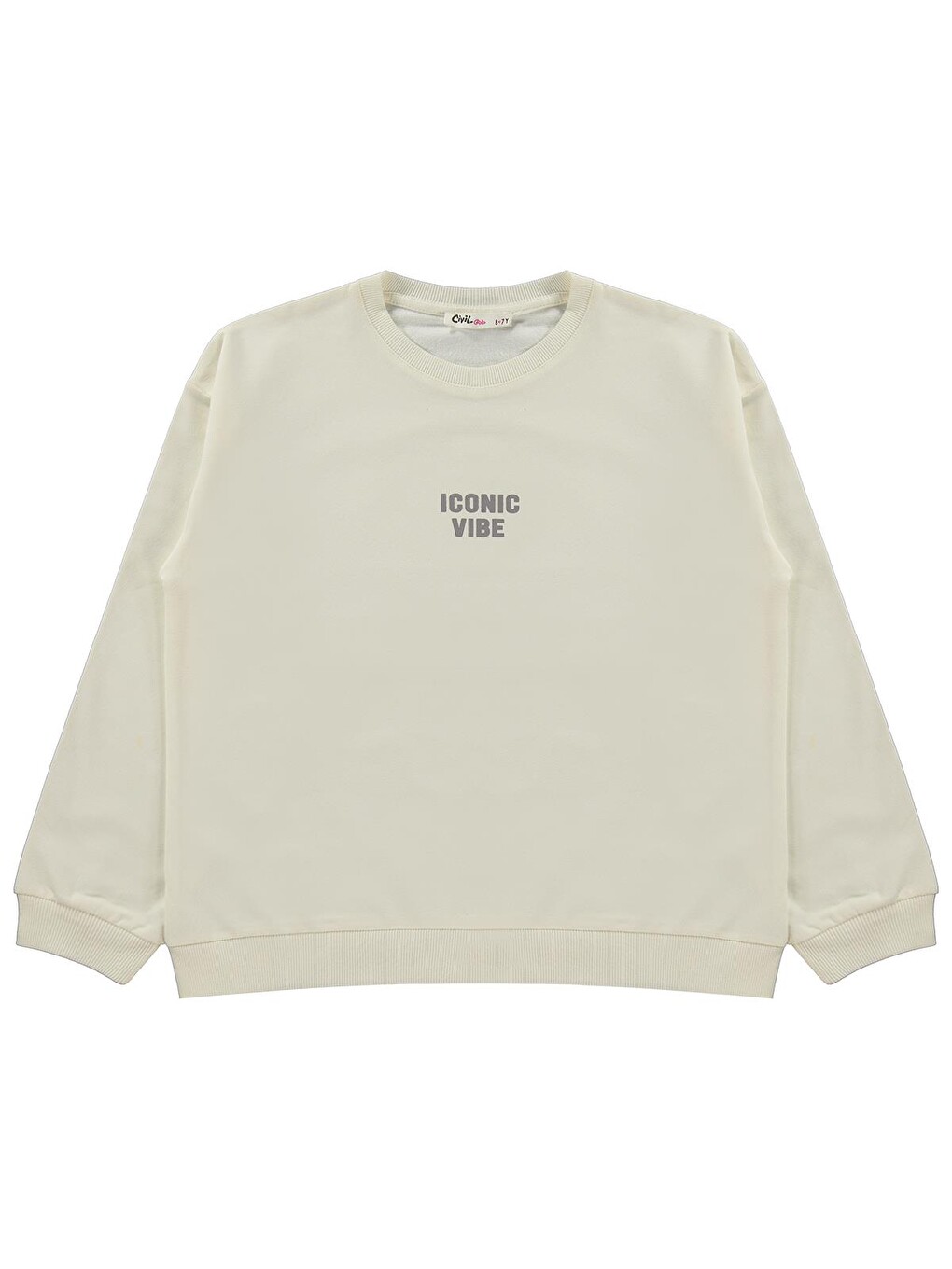 Girls Basic 10-13 Yaş Sweatshirt - Ekru