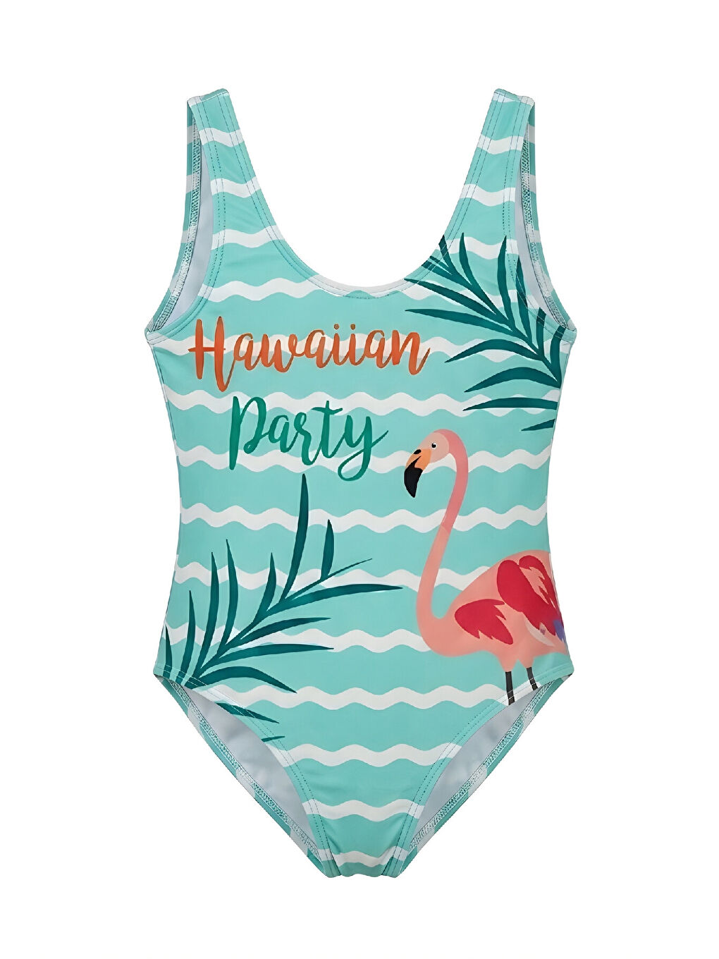 Turkuaz Kız Çocuk Mayokini - Görsel Desenli-2-6 Yaş 12616N-2