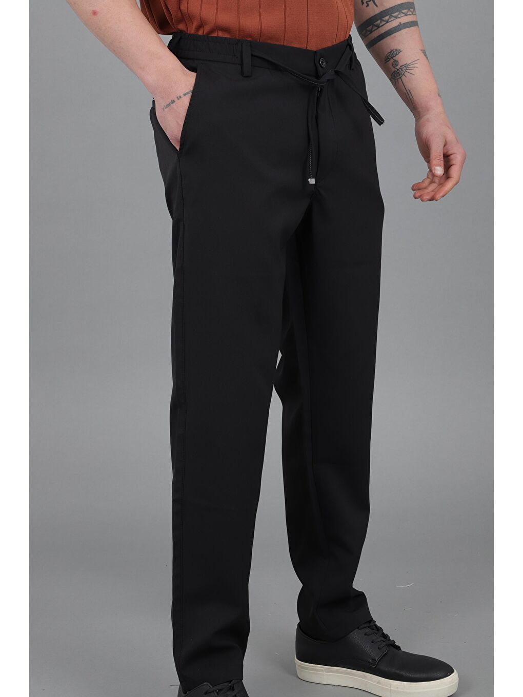 Siyah Tokyo Kumaş Rahat Jogger Pantolon CPT-6_0437-1