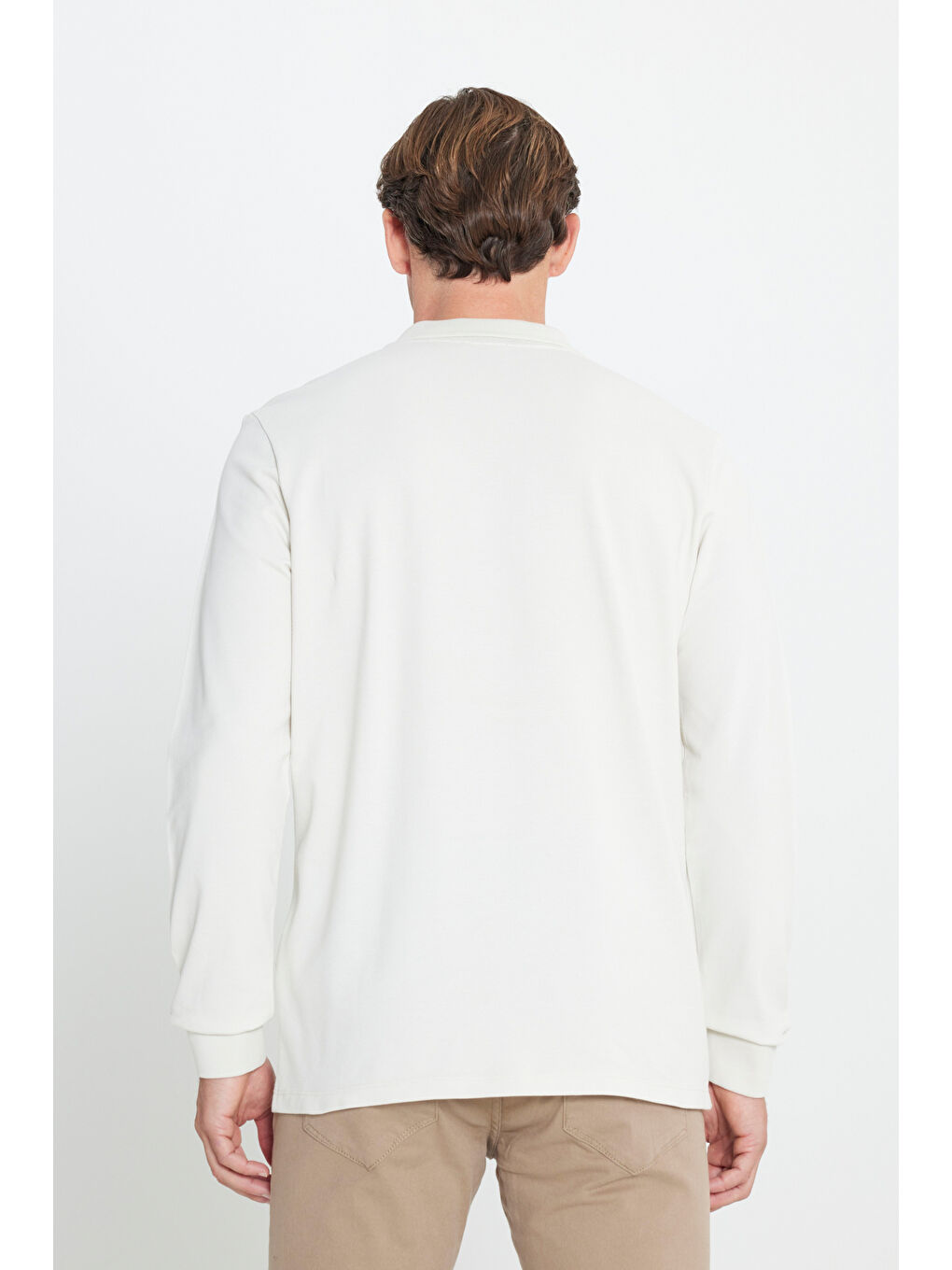 Erkek Bej Slim Fit Dar Kesim Polo Yaka %100 Pamuk Baskılı Tişört-4