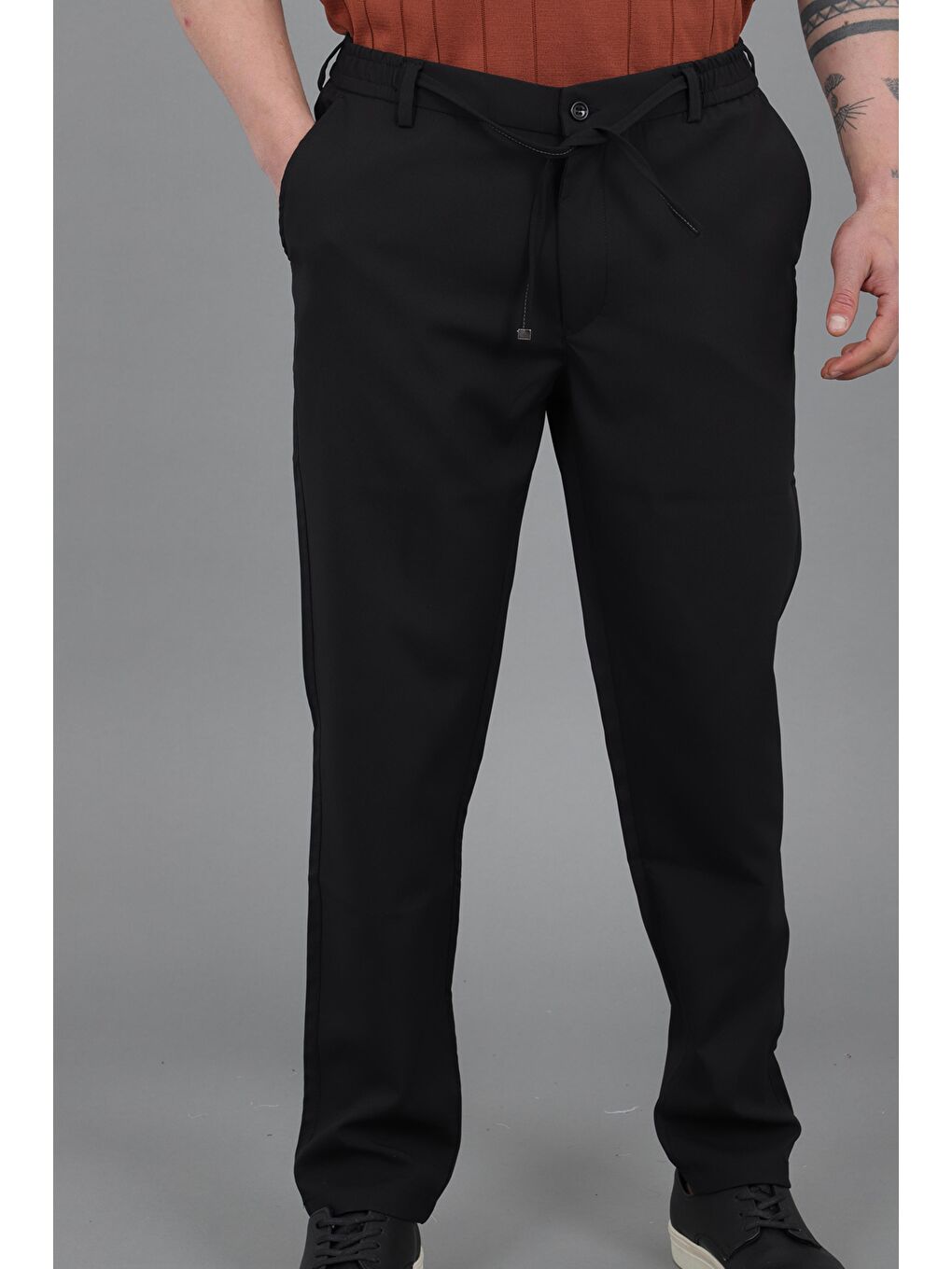 Siyah Tokyo Kumaş Rahat Jogger Pantolon CPT-6_0437-2