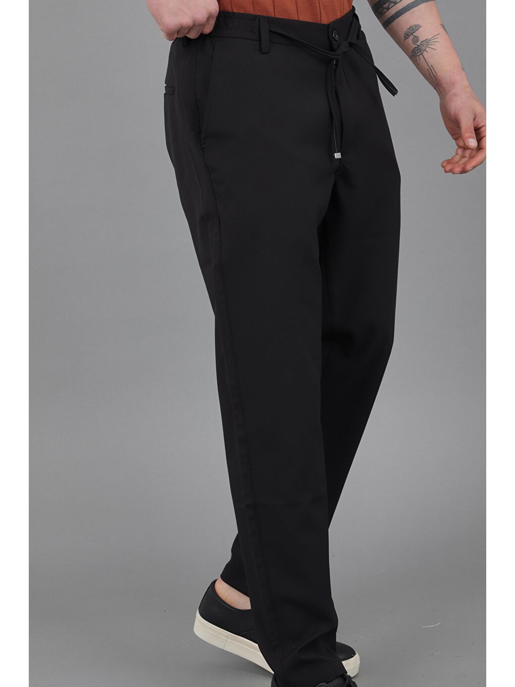 Siyah Tokyo Kumaş Rahat Jogger Pantolon CPT-6_0437-3