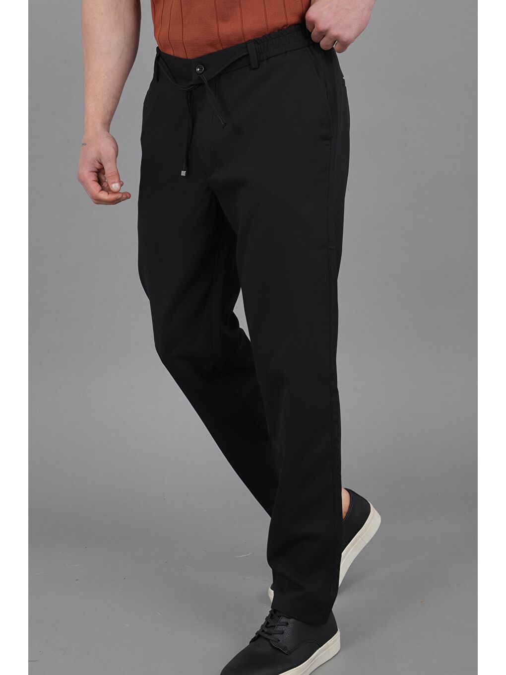 Siyah Tokyo Kumaş Rahat Jogger Pantolon CPT-6_0437-4