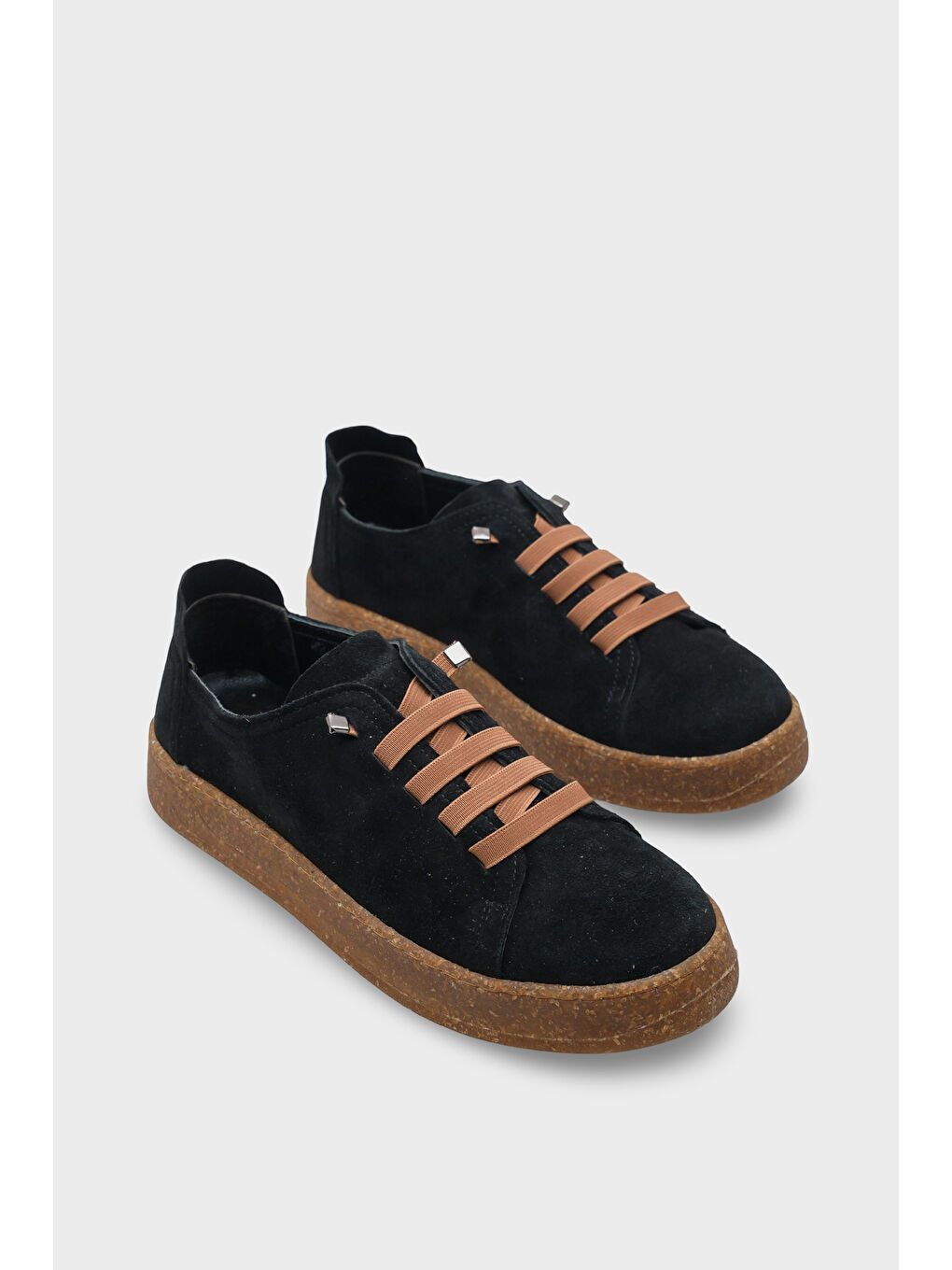 Siyah Matelda Hakiki Deri Süet Sneaker-1