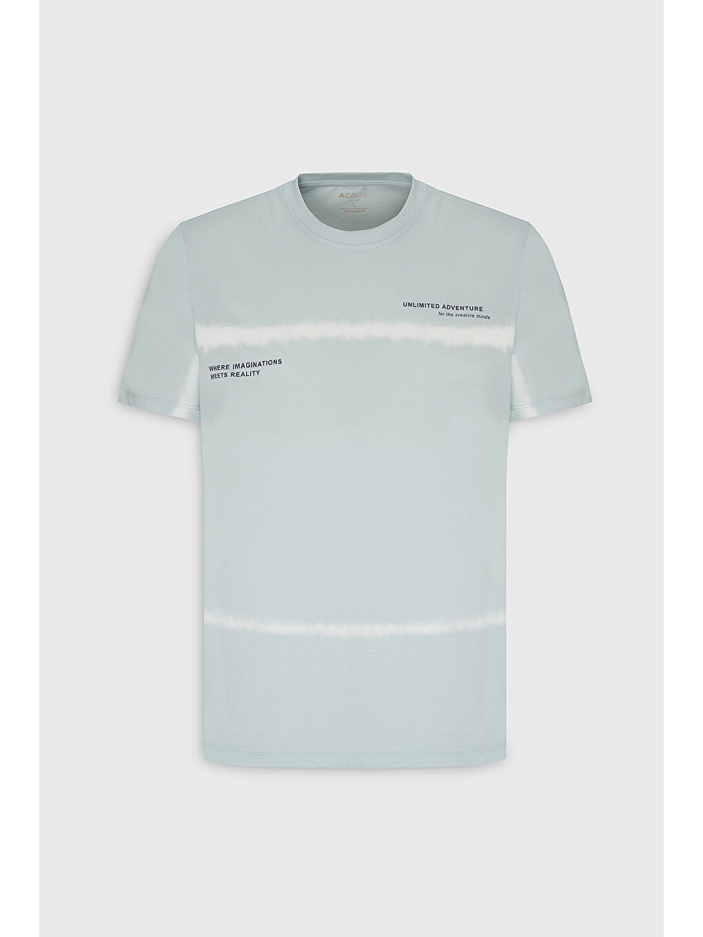 Erkek Turkuaz Standart Fit Normal Kesim %100 Pamuk Batik Desenli Bisiklet Yaka Tişört-6