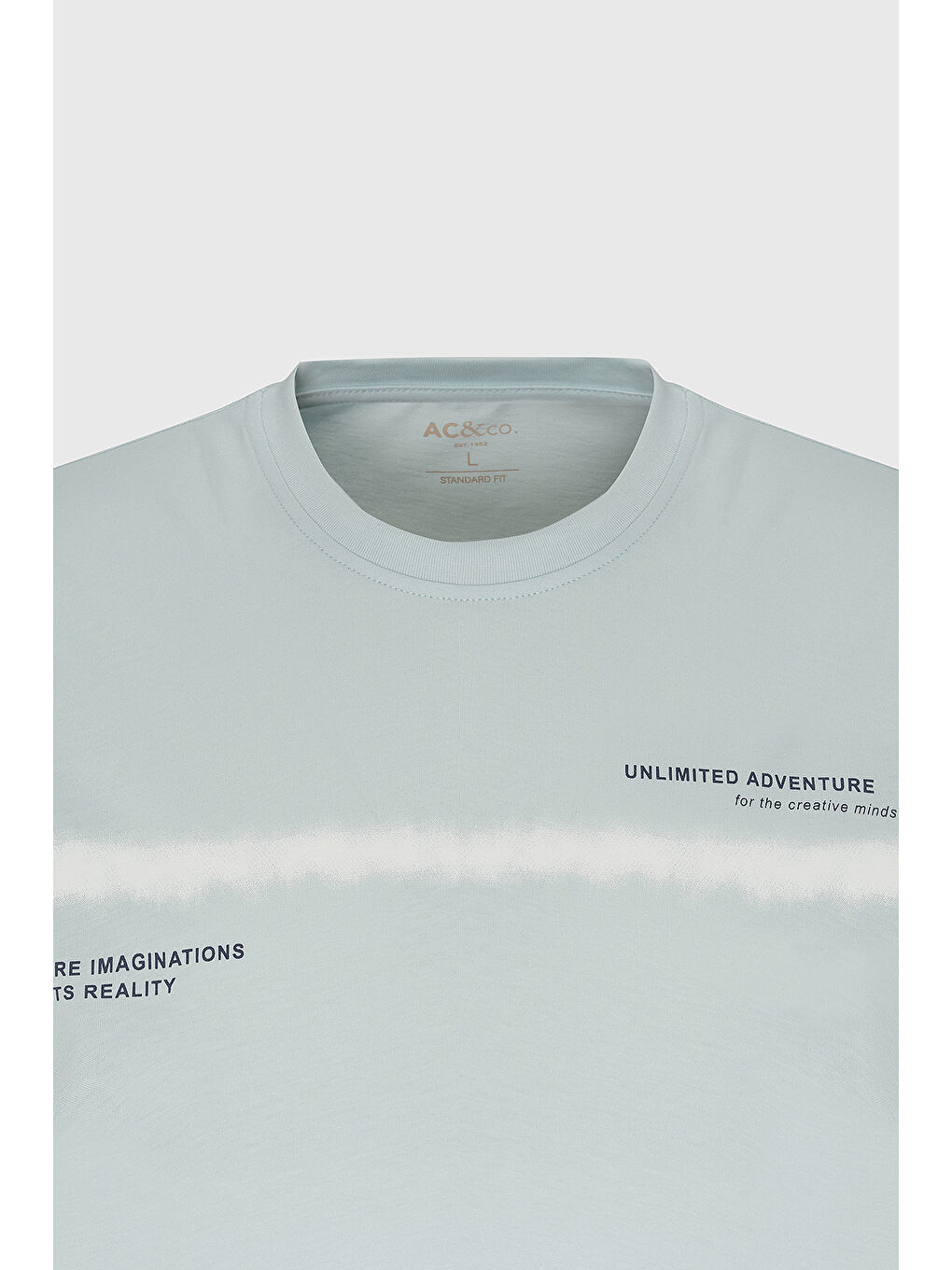 Erkek Turkuaz Standart Fit Normal Kesim %100 Pamuk Batik Desenli Bisiklet Yaka Tişört-7