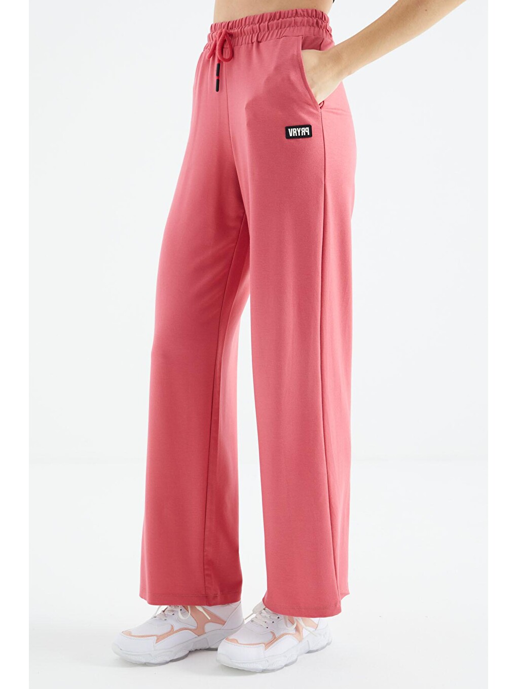 Pembe Yabangülü Kapüşonlu Cep Detaylı Geniş Paça Oversize Eşofman Takım - 02372-4