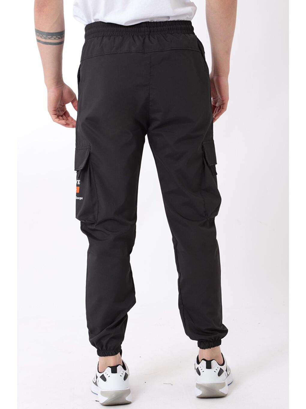 Stilkombin Siyah Paraşüt Kumaş Baskılı Paça Lastikli Kargo/Jogger Alt PLDP 02_0347 - 5