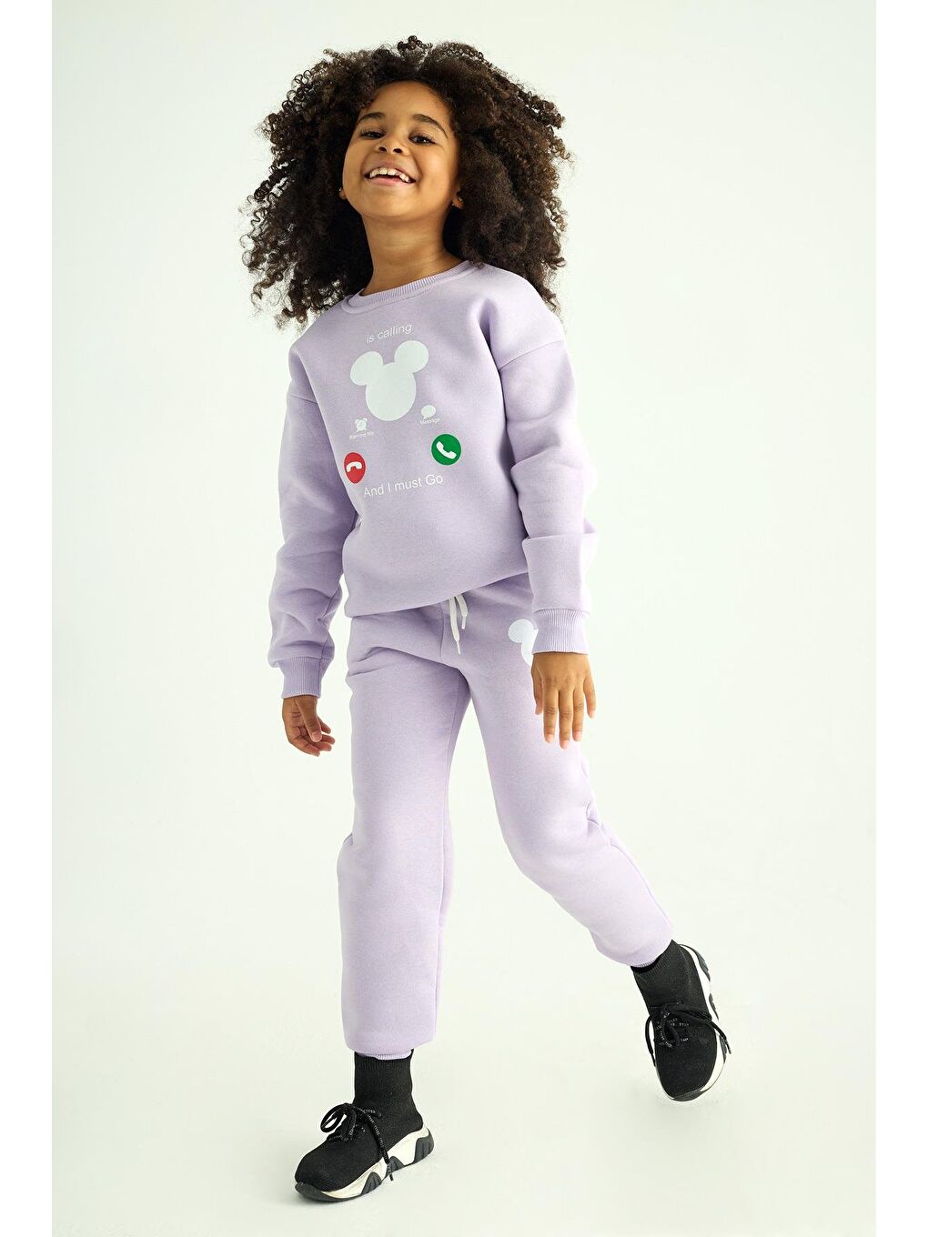 Bisiklet Yaka Uzun Kol Lila Renk Kız Çocuk İkili Takım-1