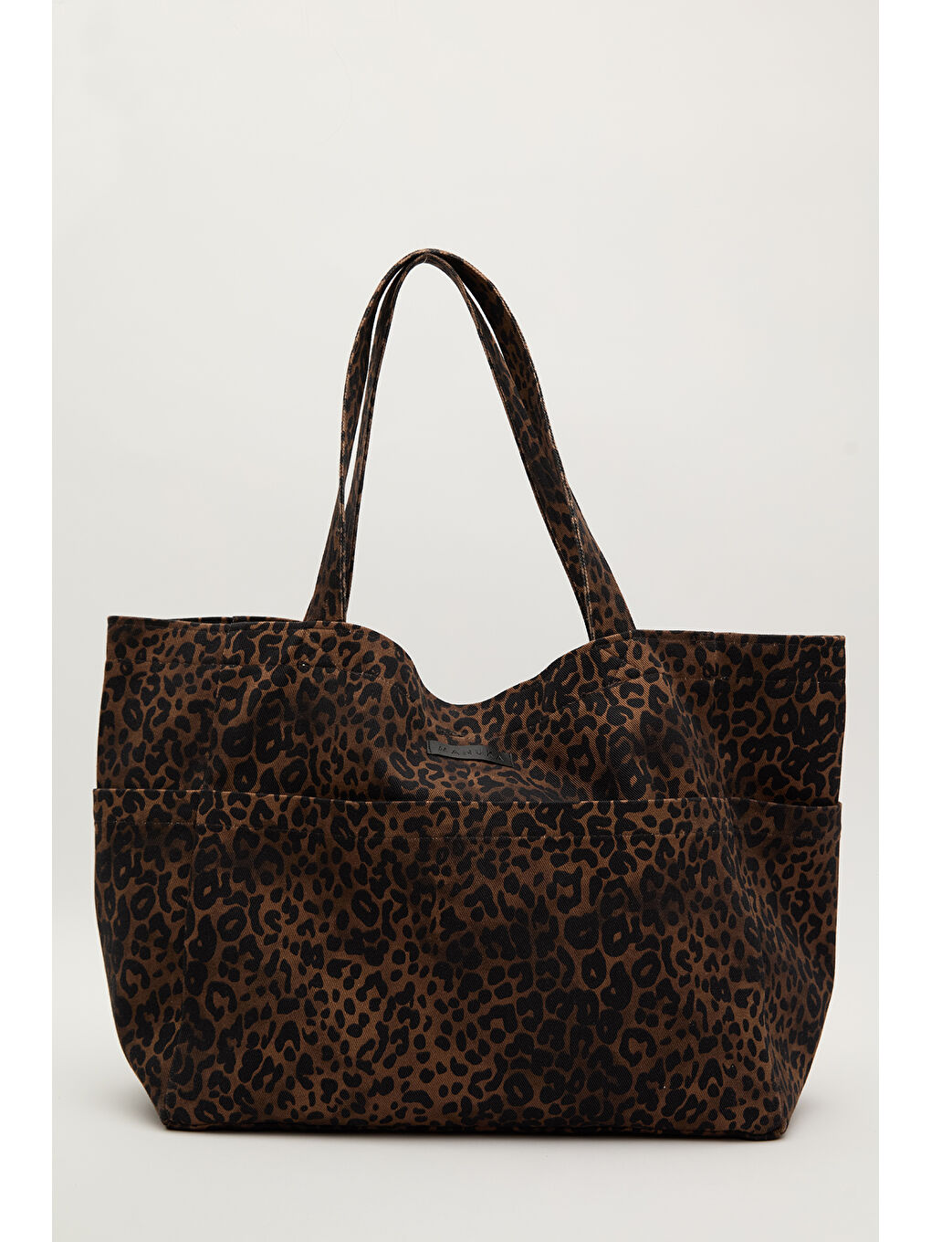 Desenli Kanvas Tote Çanta Kahverengi