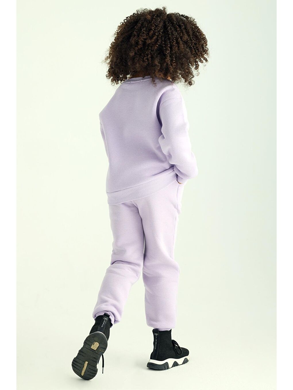 Bisiklet Yaka Uzun Kol Lila Renk Kız Çocuk İkili Takım-3