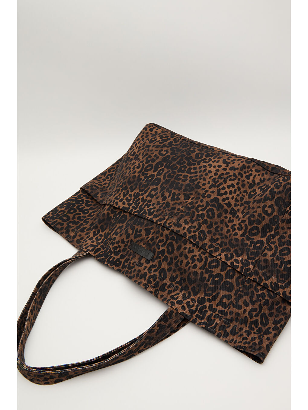 Desenli Kanvas Tote Çanta Kahverengi-3