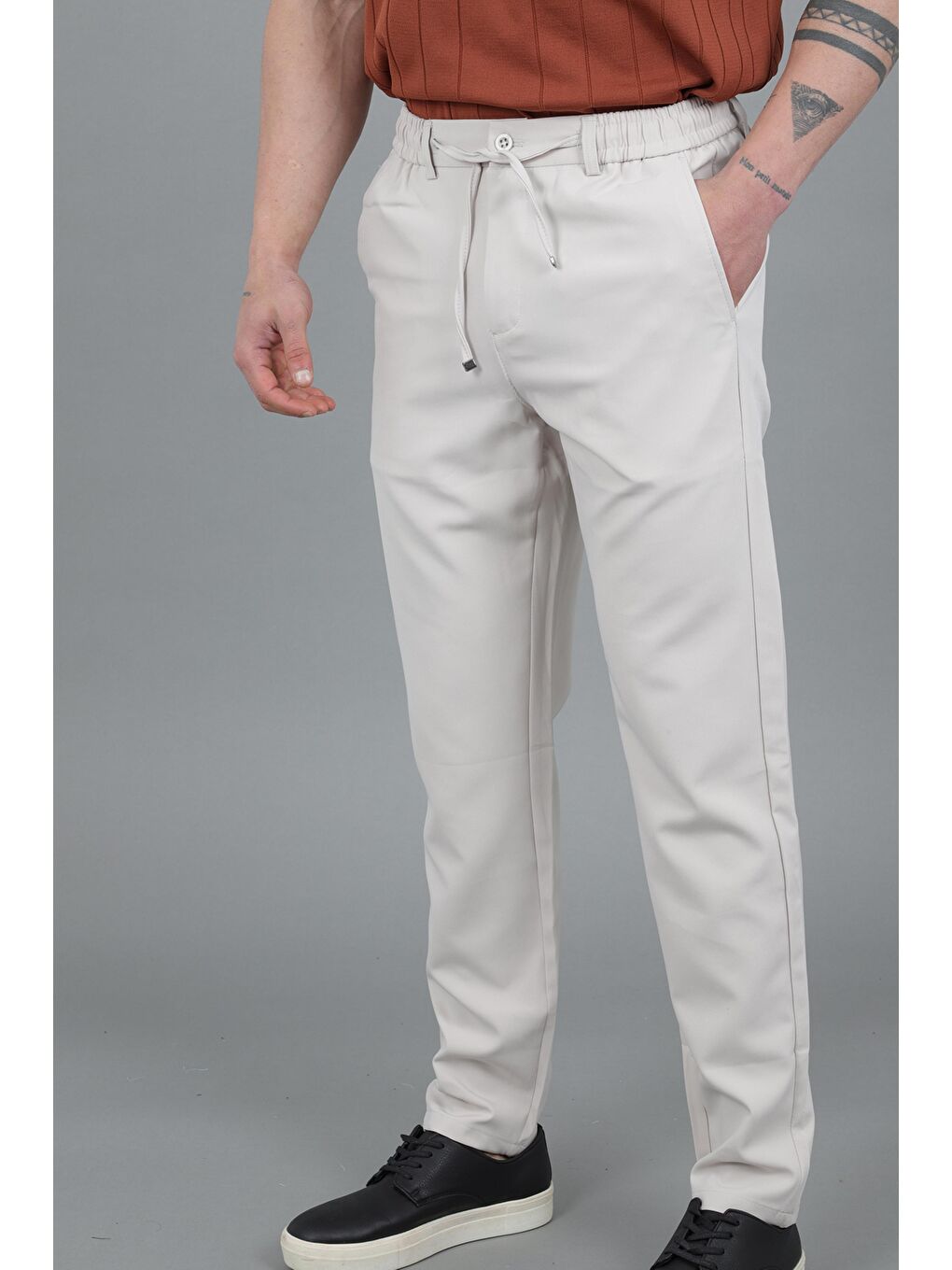 Ekru Tokyo Kumaş Rahat Jogger Pantolon CPT-6_0437-3
