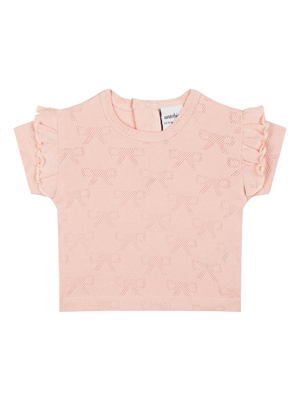 ANTEBIES Pembe Kurdele Jakar Fırfırlı Tshirt