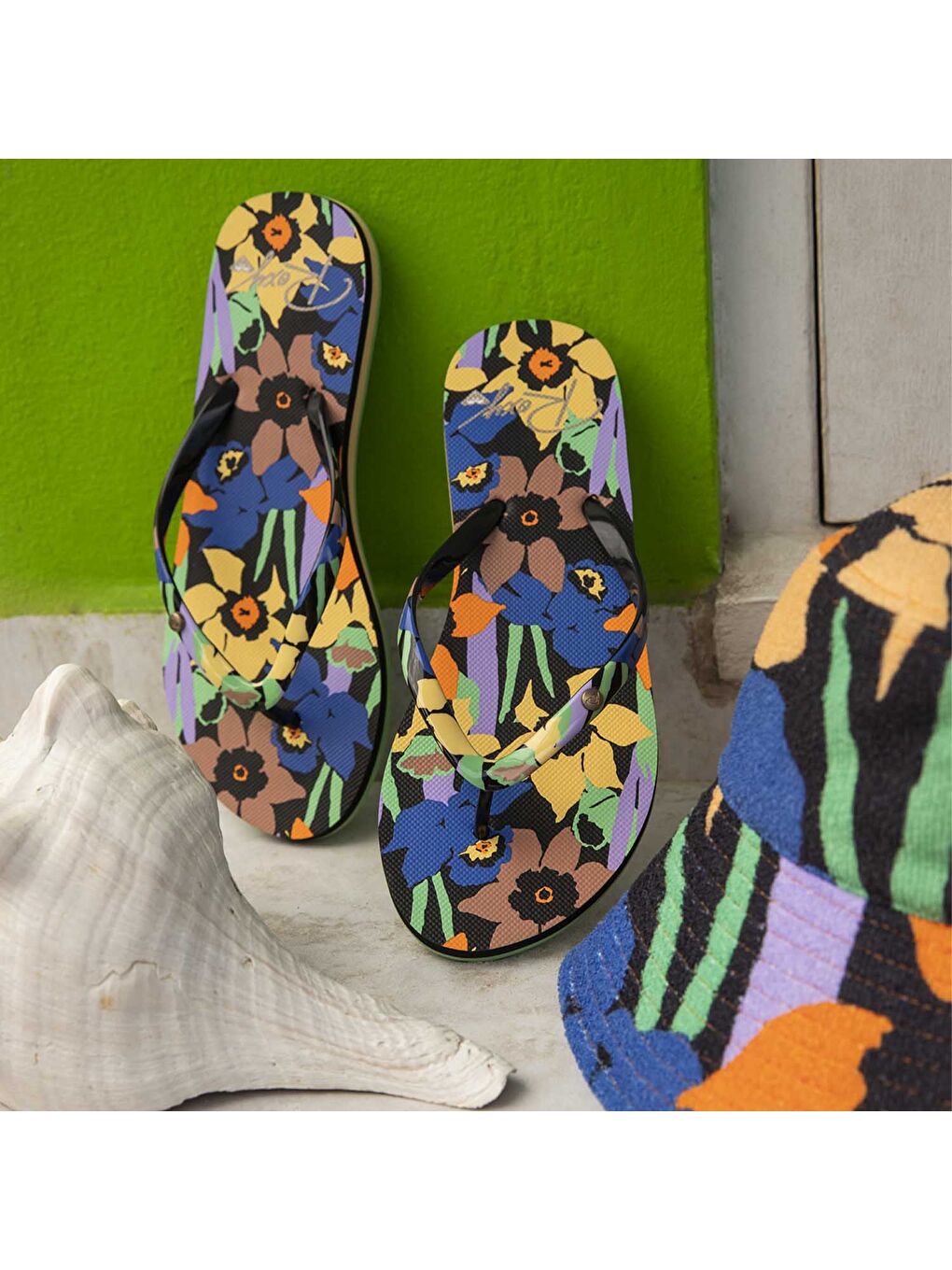 Yeşil Kadın Karışık Renkli Parmak Arası Terlik-4