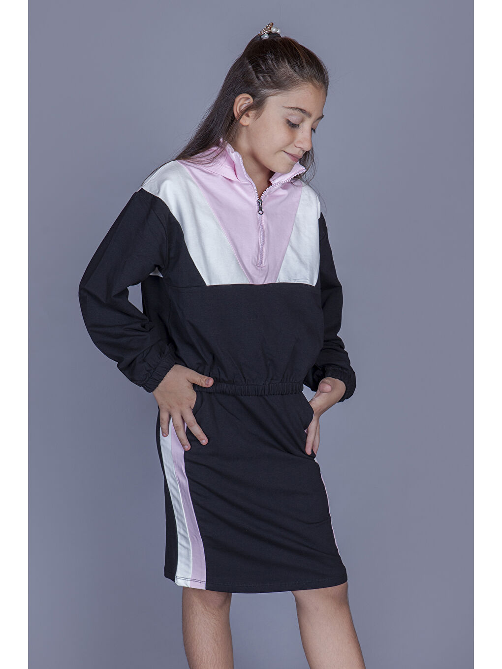 Pembe Kız Çocuk Garnili Etekli Takım