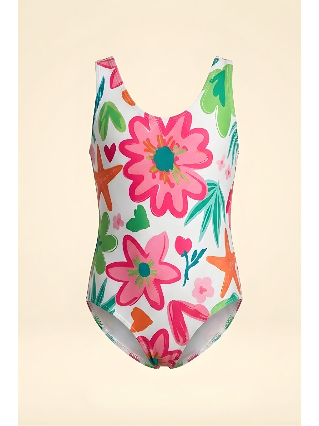 Fuşya Kız Çocuk Mayokini - Görsel Desenli-2-6 Yaş 12616N