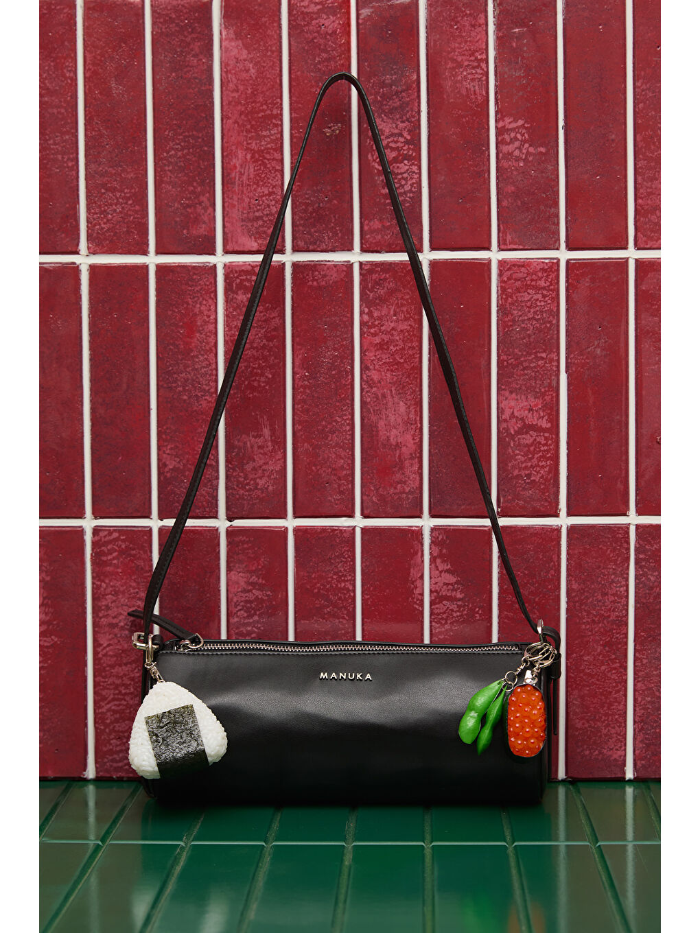 Deri Silindir Omuz Çantası Siyah-2