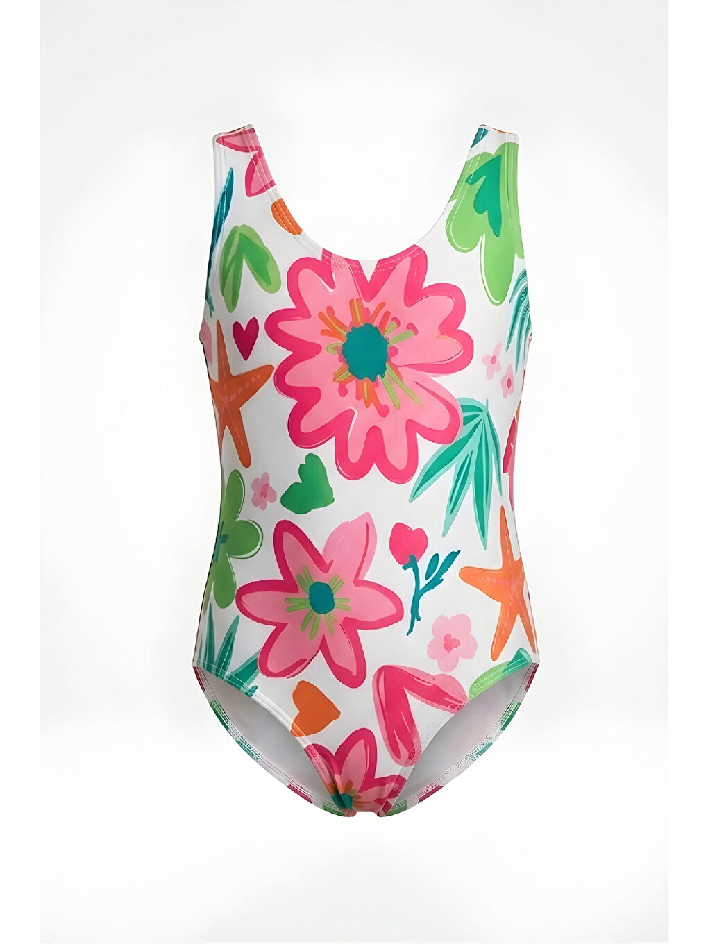 Fuşya Kız Çocuk Mayokini - Görsel Desenli-2-6 Yaş 12616N-1