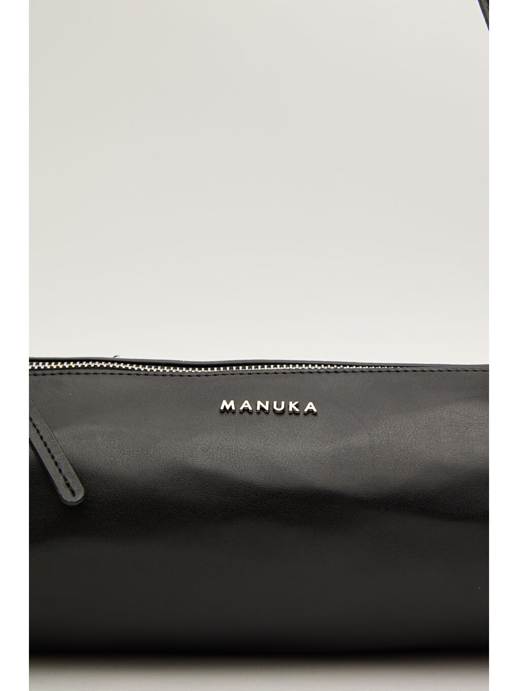 Deri Silindir Omuz Çantası Siyah-4