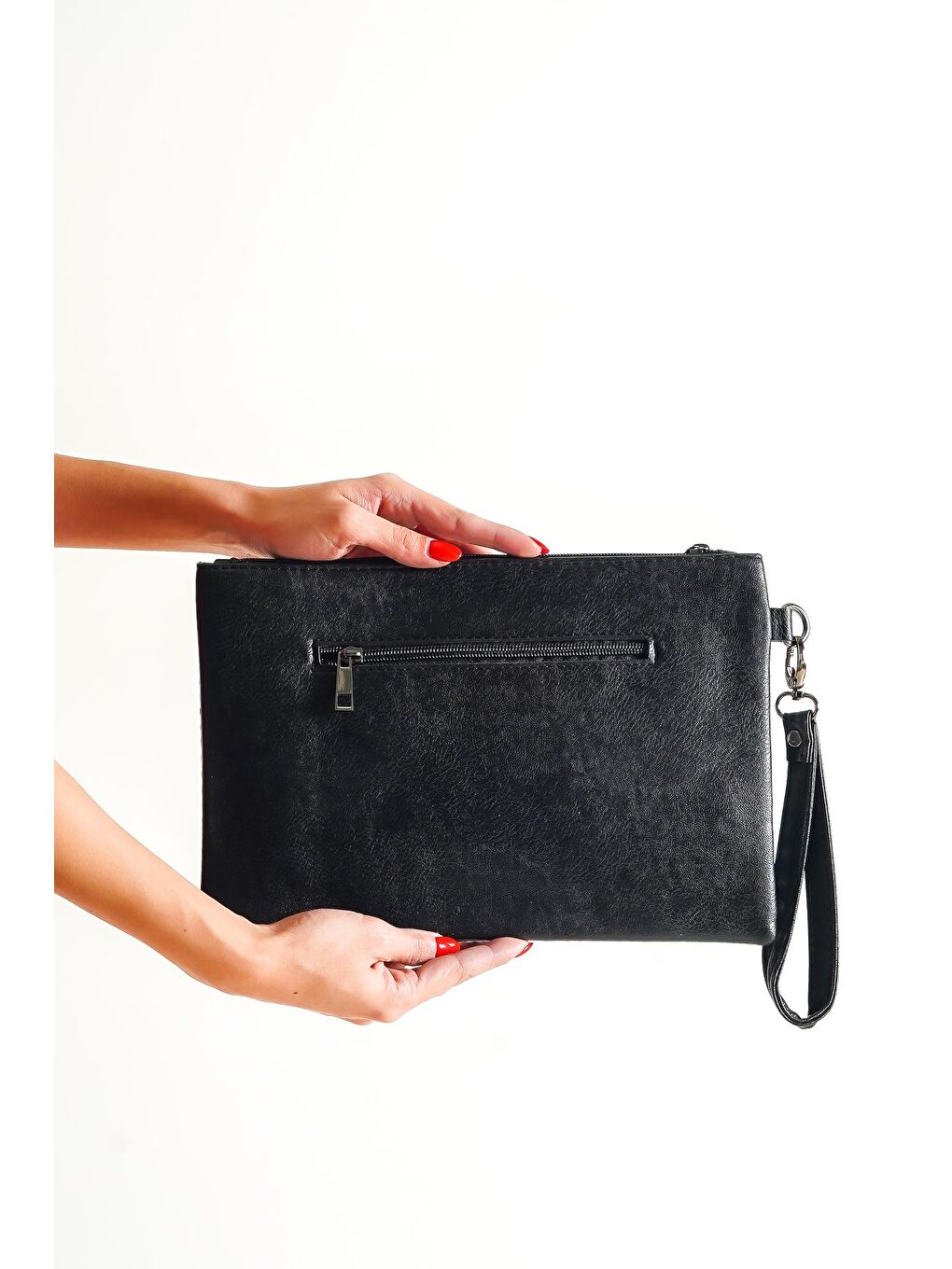 Capone Outfitters Siyah-Beyaz Paris Kazayağı Desenli Kadın Clutch Çanta - 2