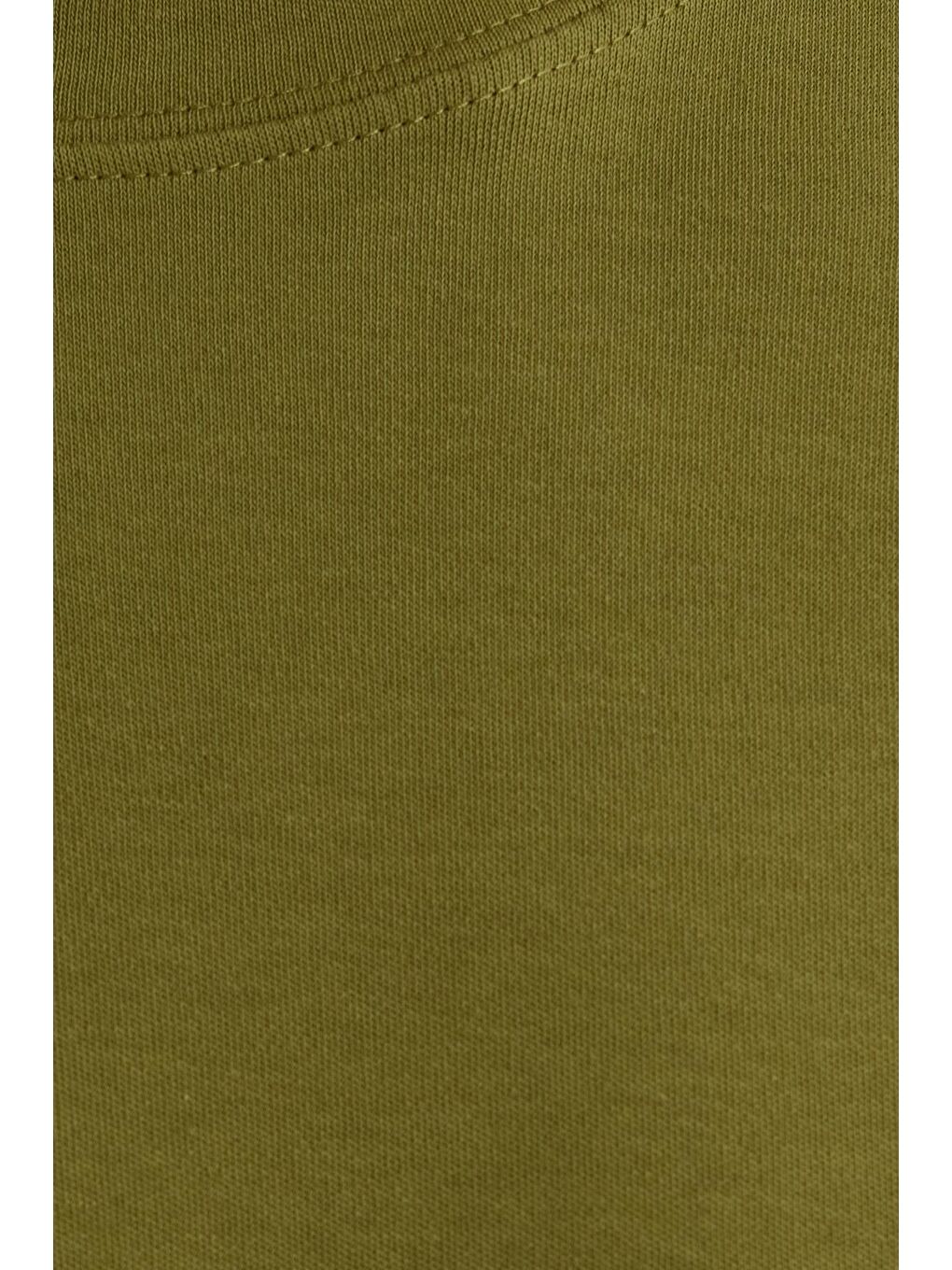 Unisex Oversize Geniş Kesim %100 Pamuk Yumuşak Dokulu Basic Bisiklet Yaka Haki Tişört-5