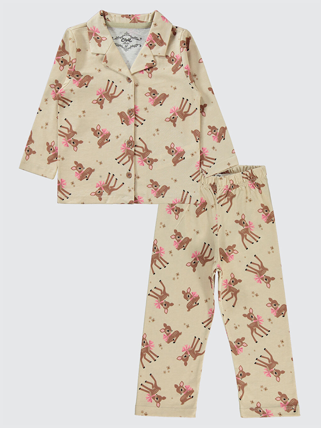 Kahverengi Girls Kız Çocuk Pijama Takımı 2-5 Yaş Açık Sütlü Kahve