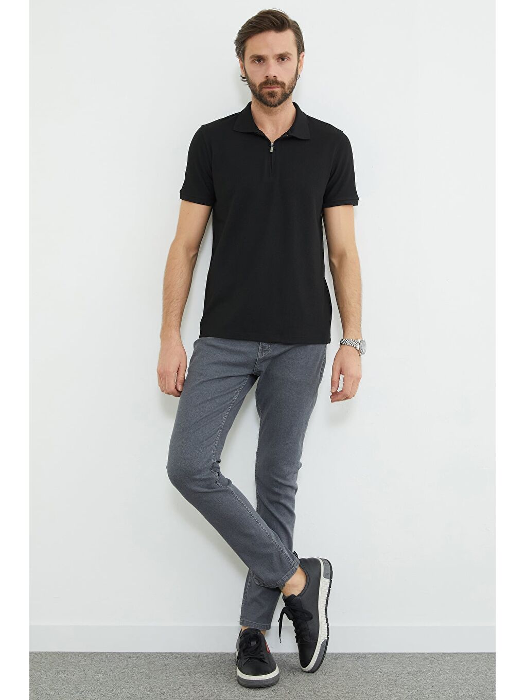 Antrasit Düğmeli Fermuarlı Regular Fit Jean