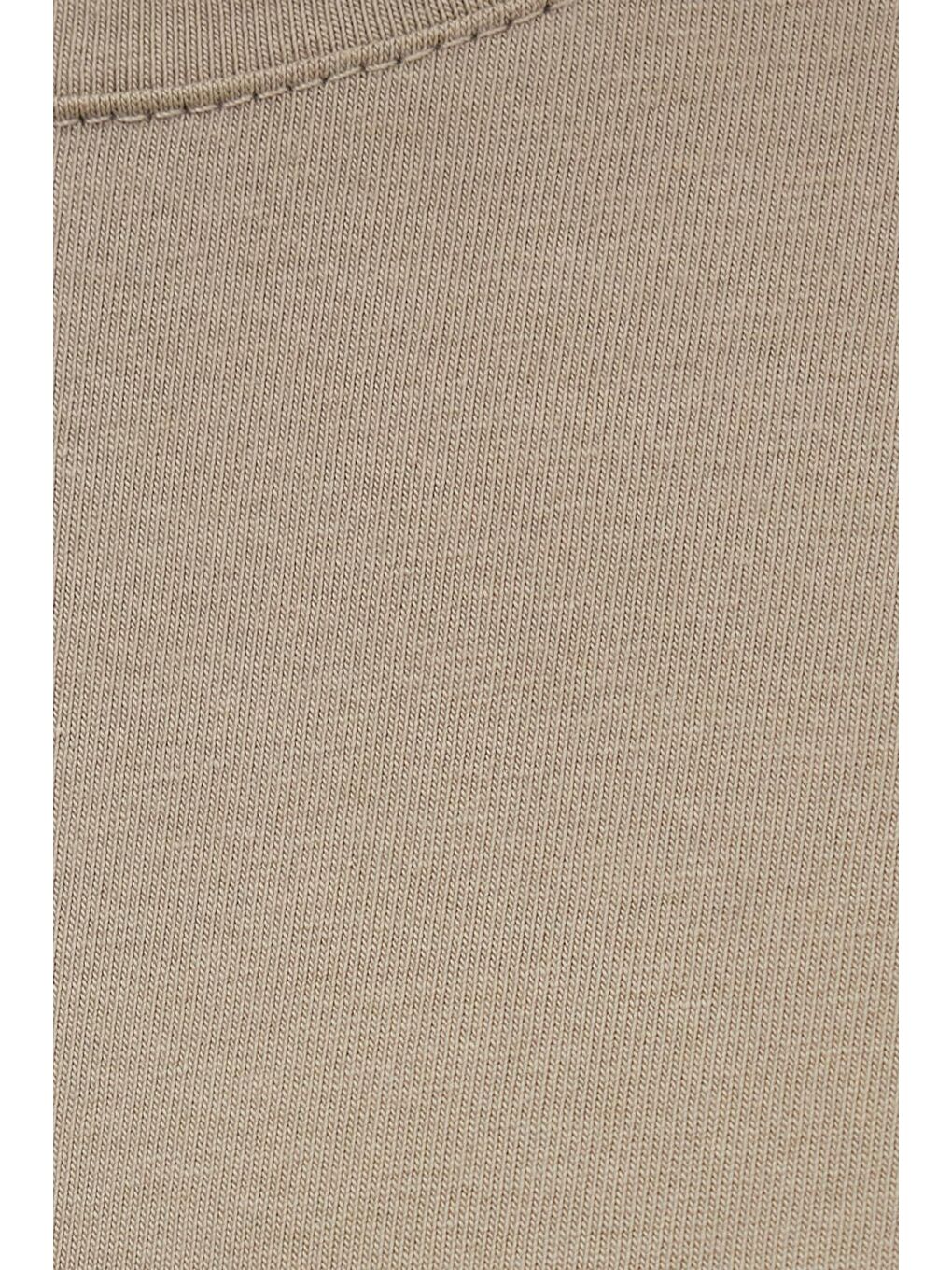 Erkek Slim Fit Dar Kesim Pamuklu Yumuşak Doku Elastanlı Esnek Kumaş Haki Bisiklet Yaka Tişört-5