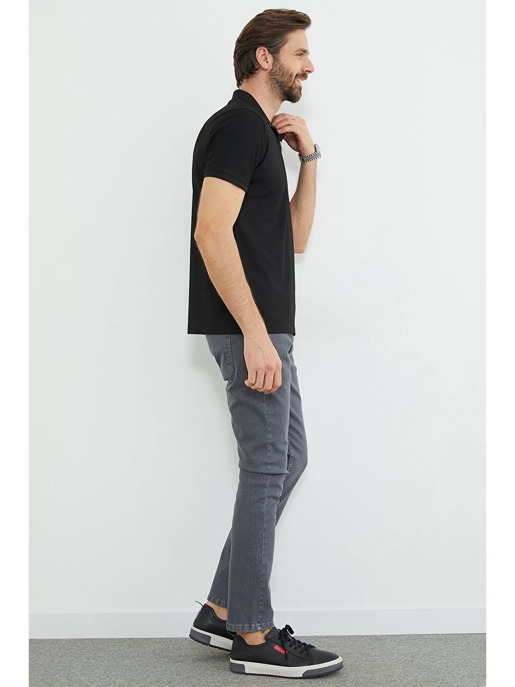 Antrasit Düğmeli Fermuarlı Regular Fit Jean-3