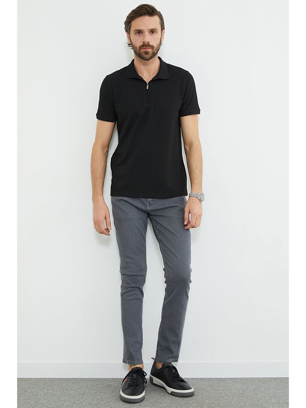 Antrasit Düğmeli Fermuarlı Regular Fit Jean-4