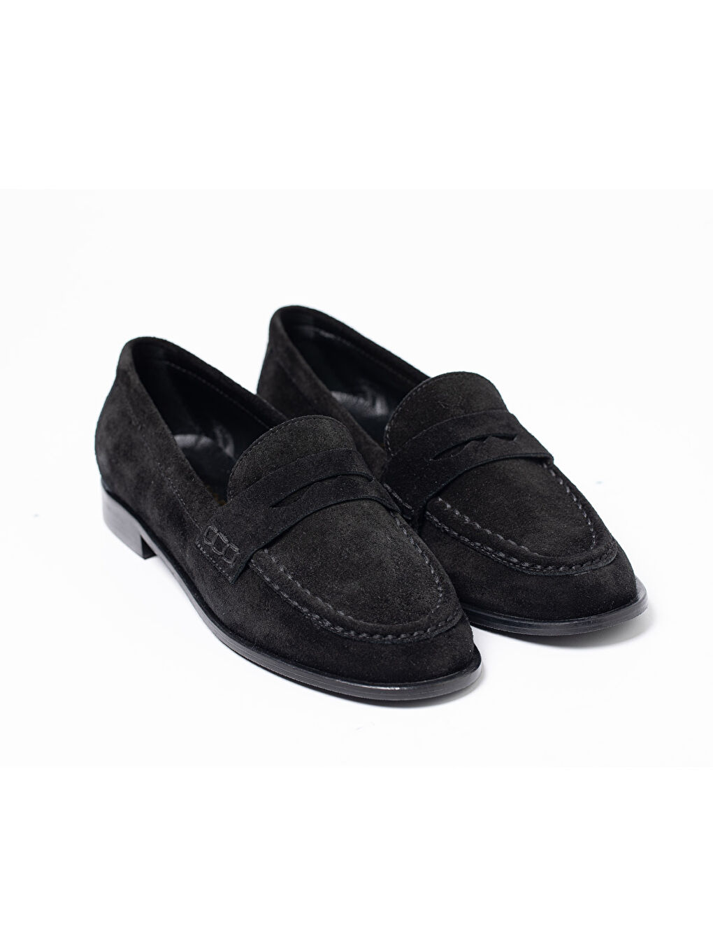 Kadın Siyah Loafer Ayakkabı 2016 21 Split Suede-1