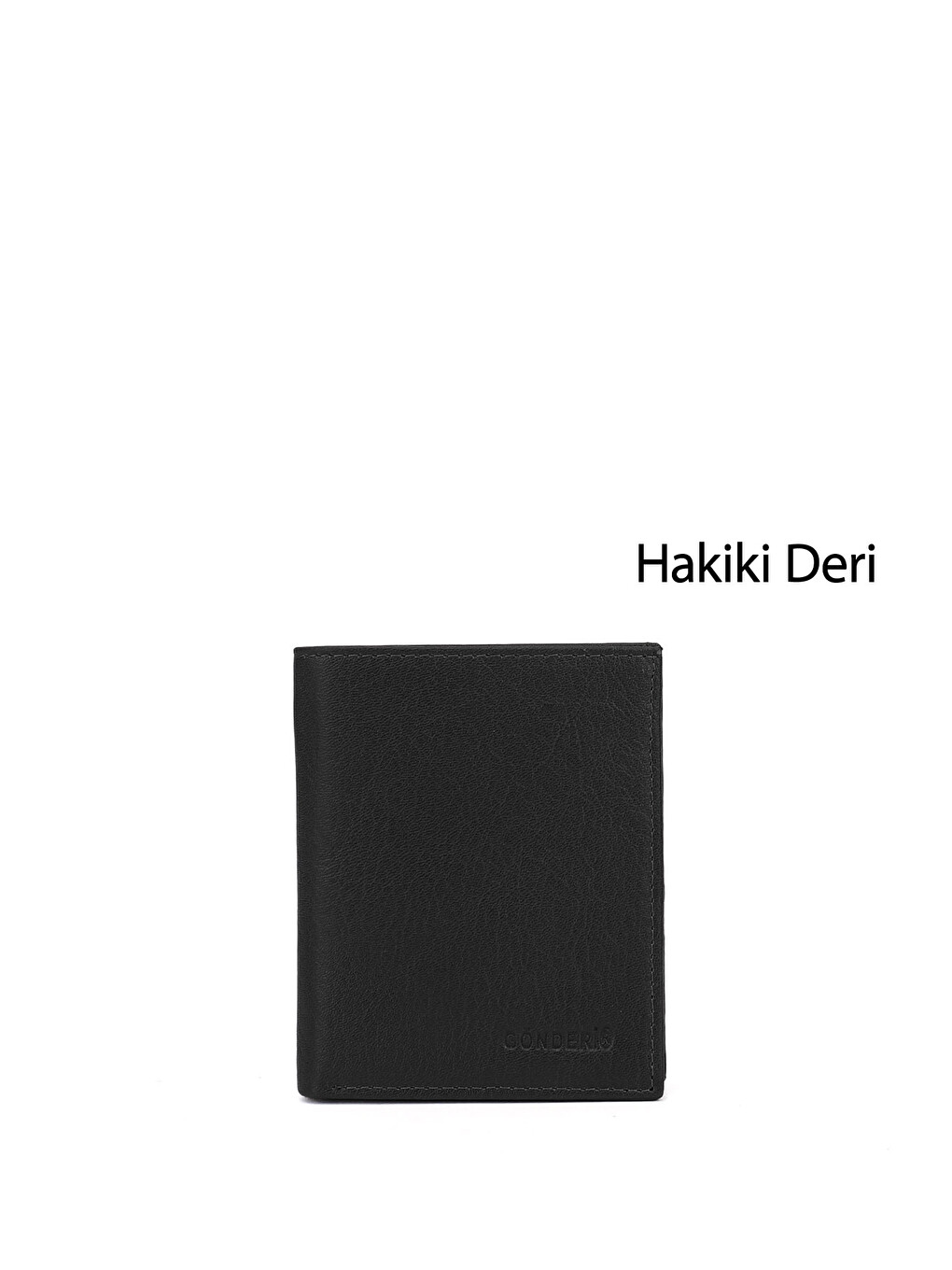 Erkek Siyah Hakiki Deri Dikey Cüzdan