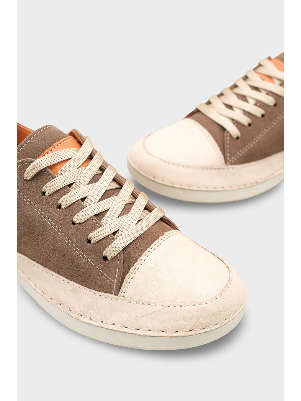 Bej Susette Hakiki Deri Soft Konfor Kadın Sneaker Spor Ayakkabı-4