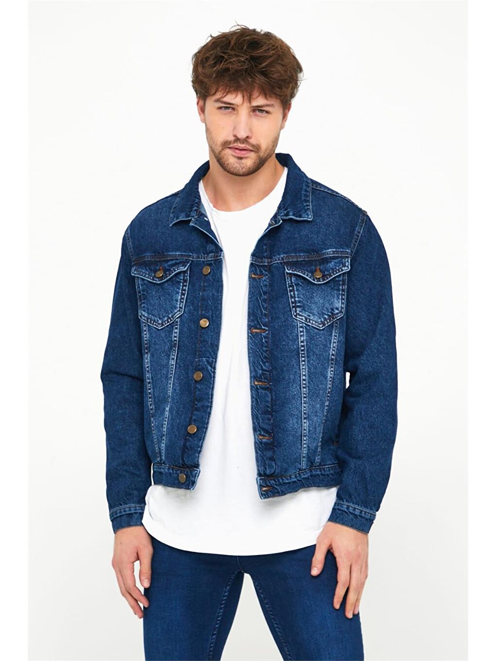 Explode Mavi Erkek Slim Fit Yıkamalı Denim Mont Mavi - 2