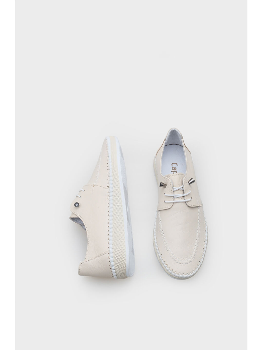 Bej Michele Hakiki Deri Soft Konfor Tabanlı Kadın Sneaker-4