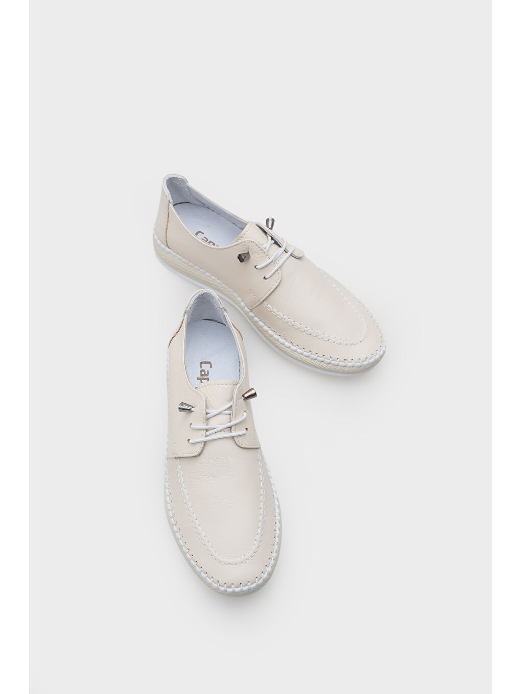 Bej Michele Hakiki Deri Soft Konfor Tabanlı Kadın Sneaker-5