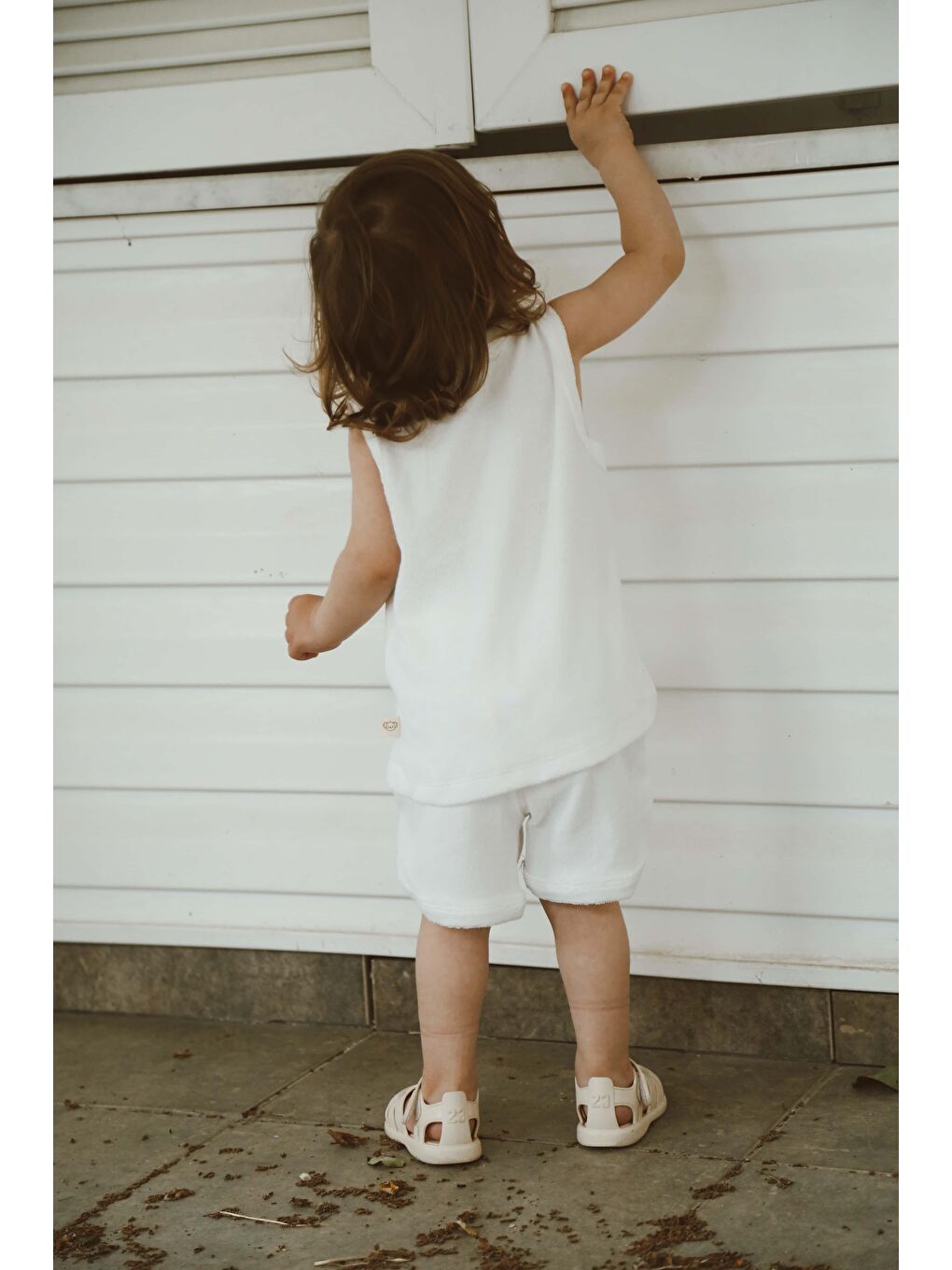 Beyaz Yelken Baskı Havlu Şort Takım-6