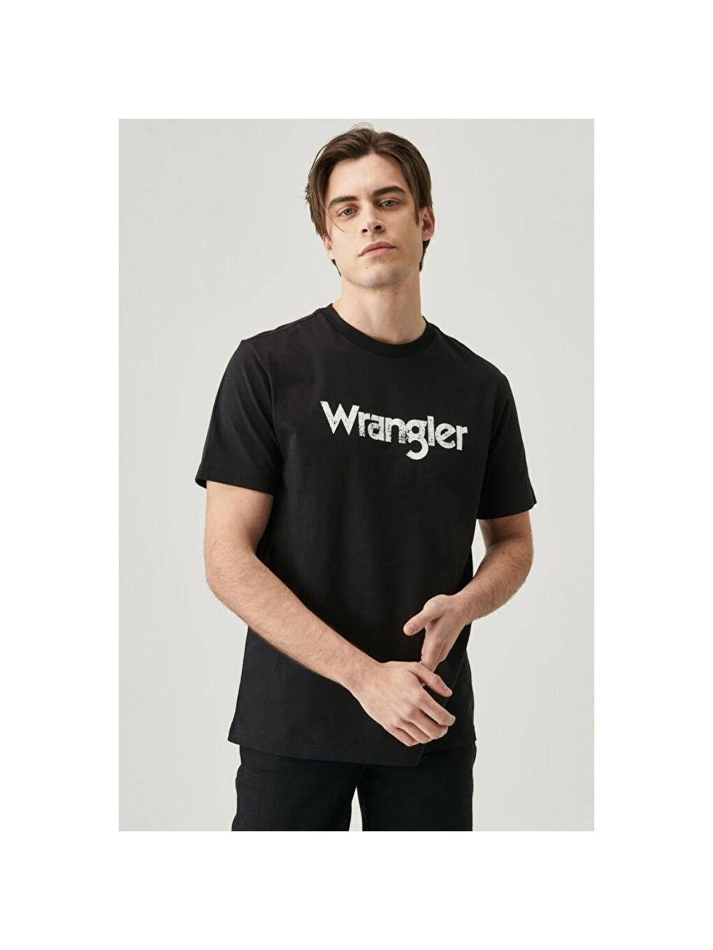 Wrangler Siyah Logo Erkek Siyah Bisiklet Yaka Tişört