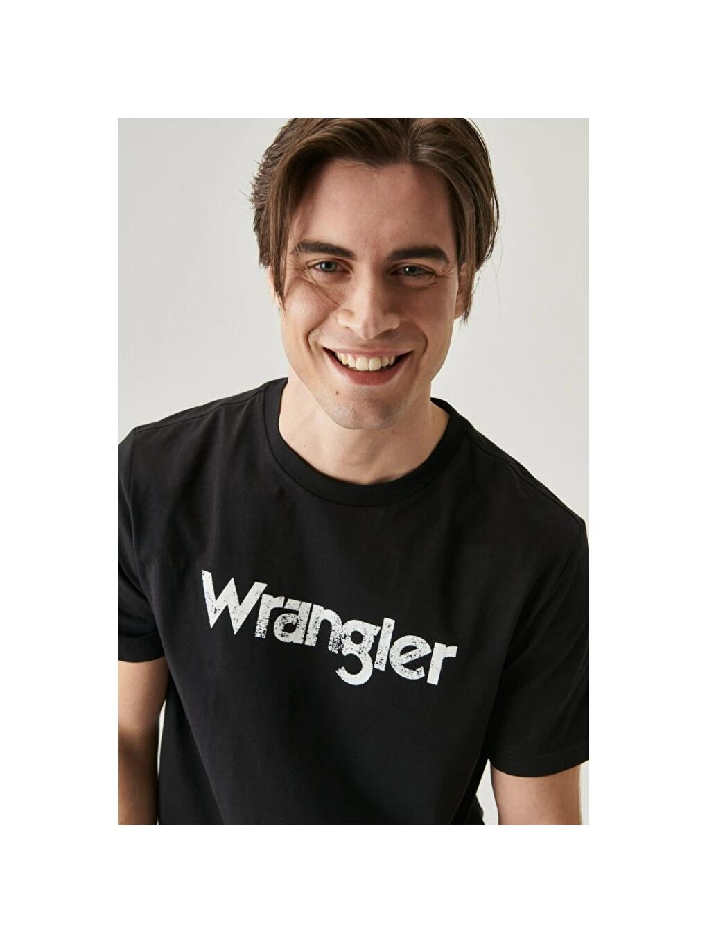 Wrangler Siyah Logo Erkek Siyah Bisiklet Yaka Tişört - 1