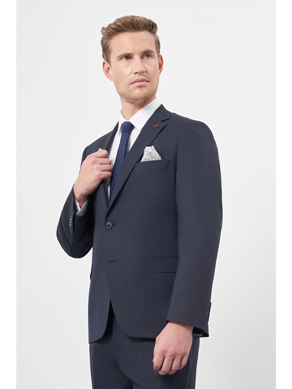 Koyu Lacivert Düz Mono Yaka 6 Drop Comfort Fit Classic Takım Elbise 1001245167