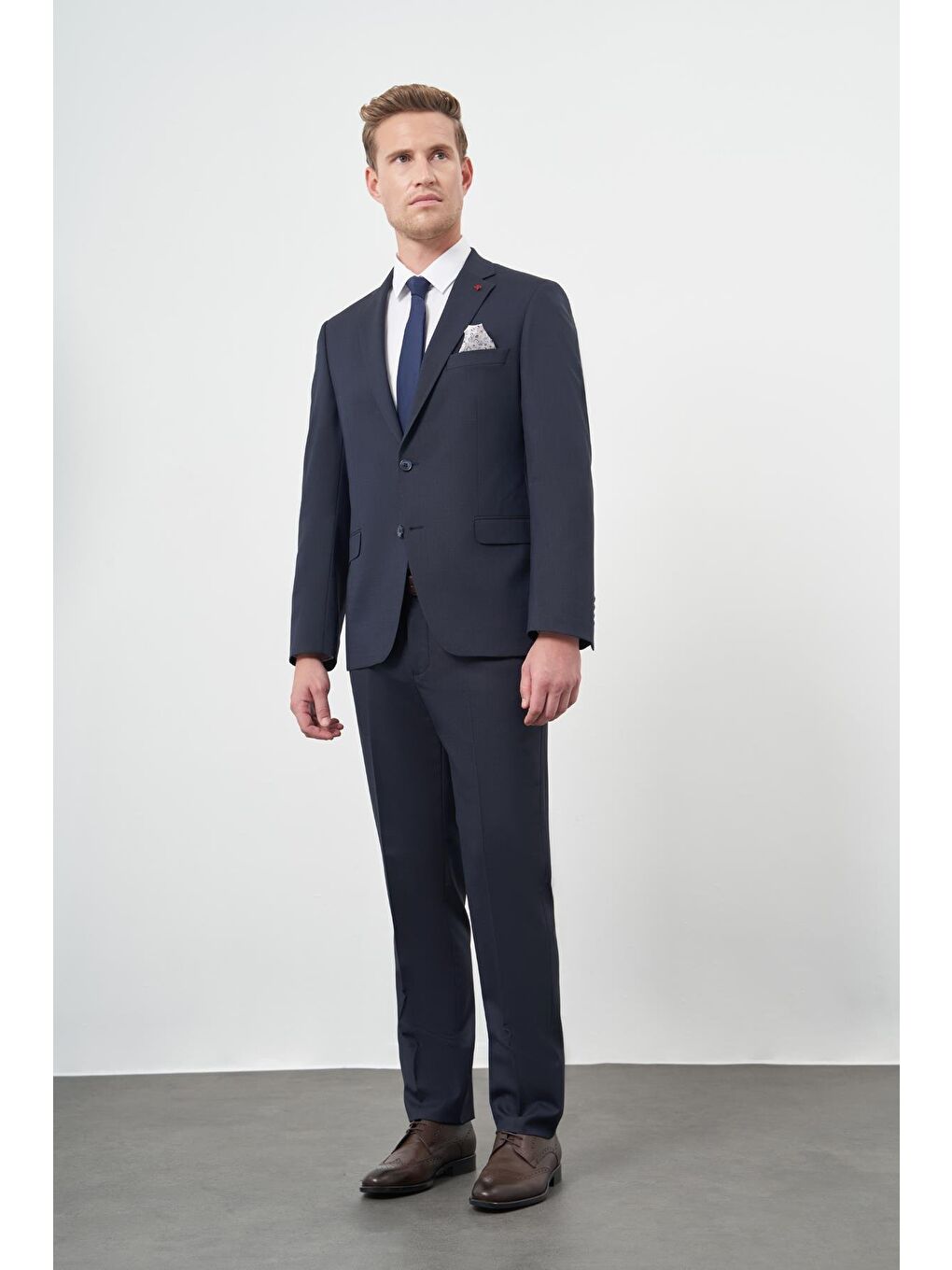 Koyu Lacivert Düz Mono Yaka 6 Drop Comfort Fit Classic Takım Elbise 1001245167-1