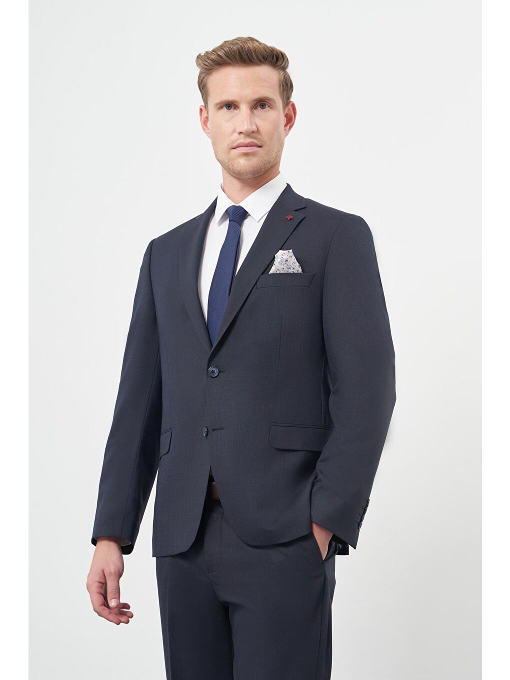 Koyu Lacivert Düz Mono Yaka 6 Drop Comfort Fit Classic Takım Elbise 1001245167-2