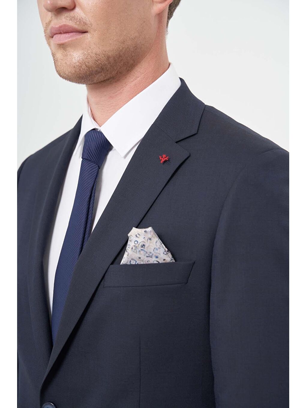 Koyu Lacivert Düz Mono Yaka 6 Drop Comfort Fit Classic Takım Elbise 1001245167-3