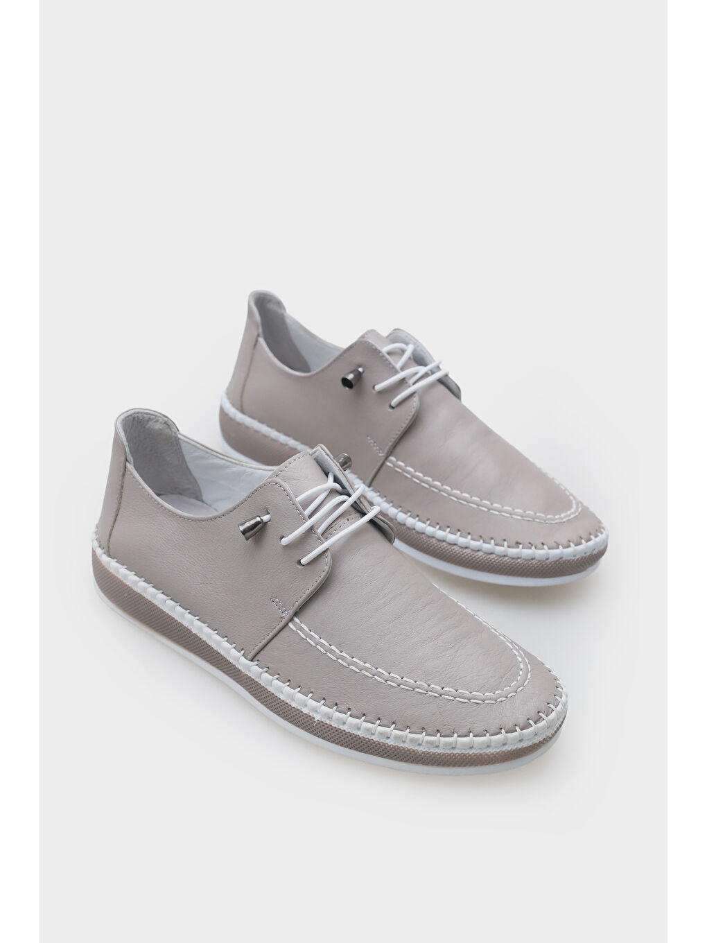 Kahverengi Michele Hakiki Deri Soft Konfor Tabanlı Kadın Sneaker-5