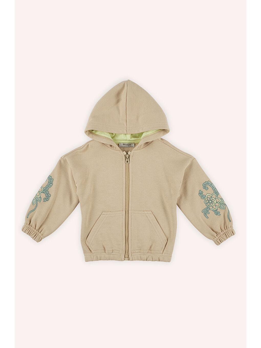 Panço Bej Kız Çocuk Fermuarlı Sweatshirt - 1